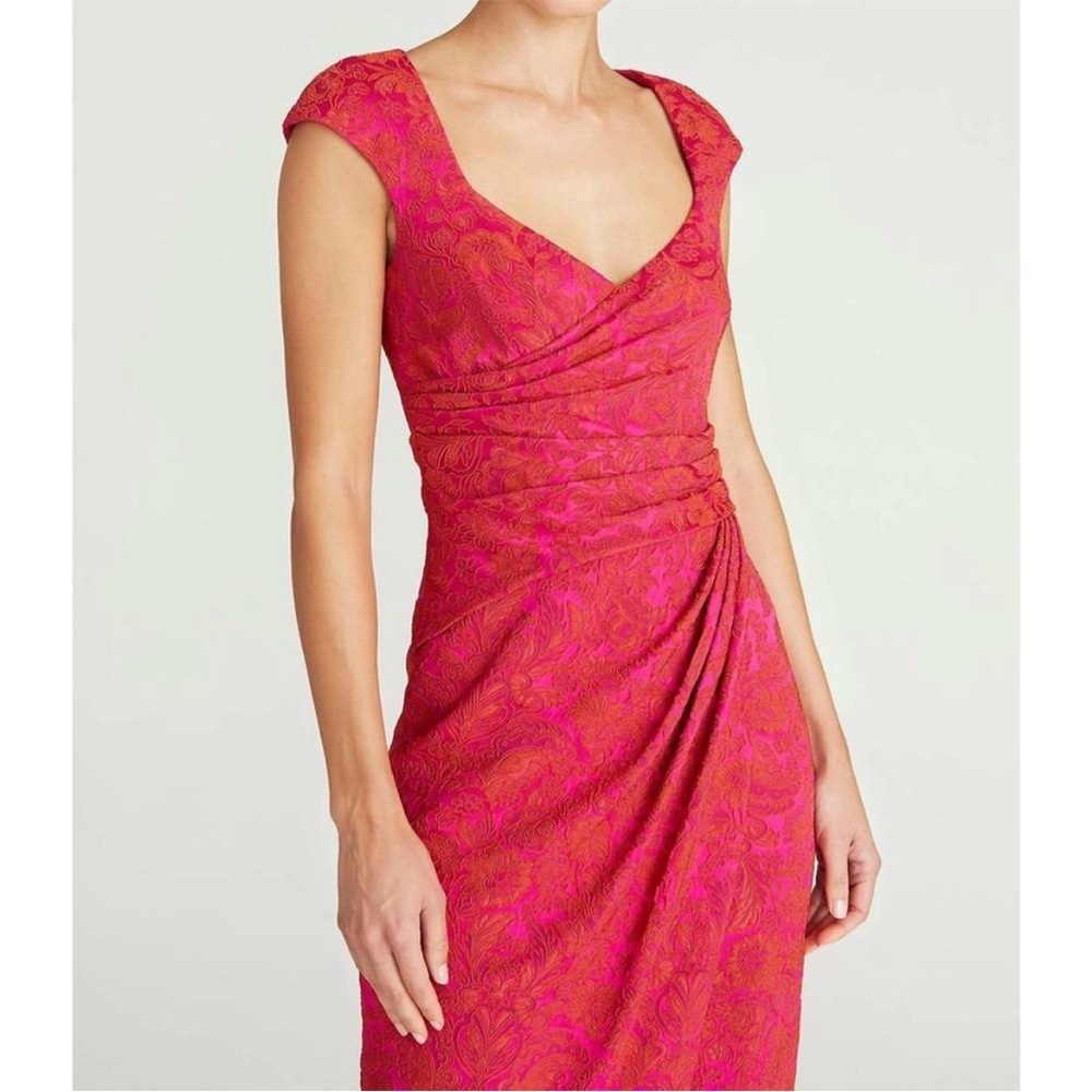 THEIA Barbara Scoop Neck Column Floral Jacquard Gown in Petunia Sz 4 - Picture 2 of 12